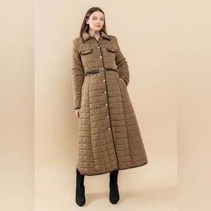 HIGH END - Sara Full Skirt Bubble Maxi Coat In Mocha